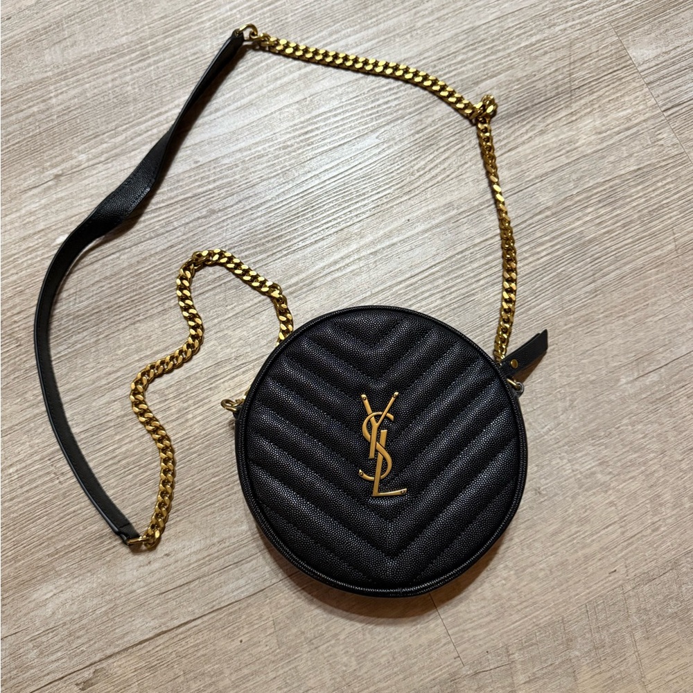 Yves Saint Laurent Leather Vinyle Round Camera Bag